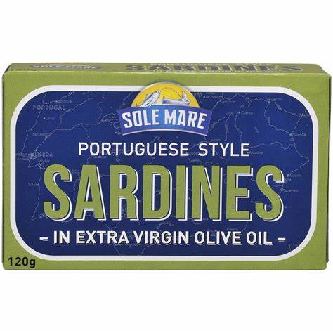 SOLE MARE PORTUGUESE STYLE SARDINES IN EXTRA VIRGIN OLIVE OIL 120g