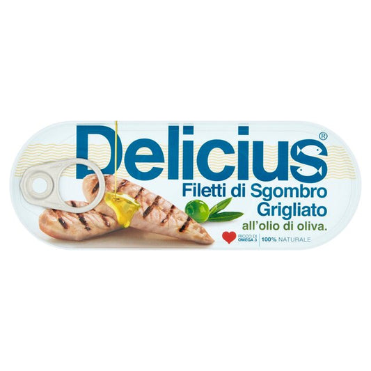 DELICIUS GRILLED MACKEREL FILLETS IN OLIVE OIL 110g