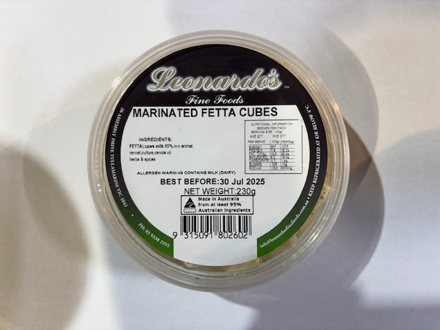 LEONARDO'S FINE FOODS MARINATED FETTA CUBES 230g